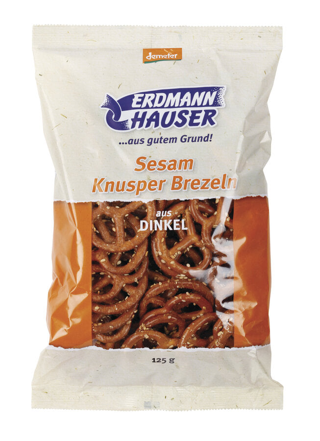 bio Dinkel Knusperbrezeln mit Sesam  125g