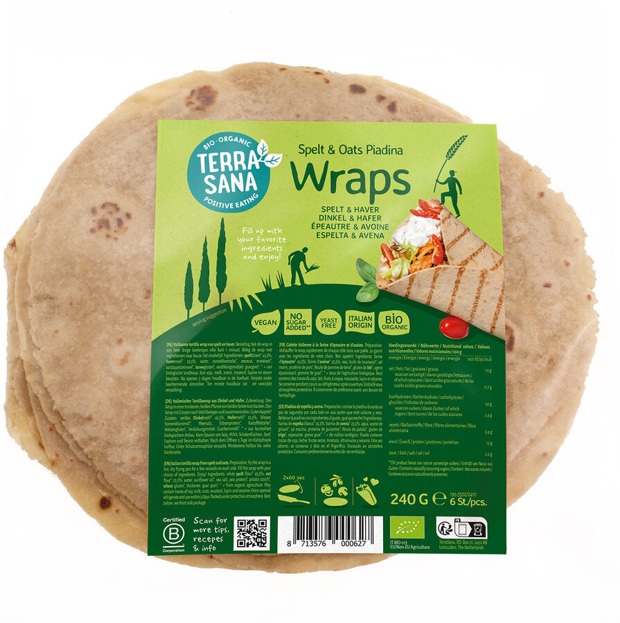 bio Wrap Piadina, Dinkelmehl und Hafer  240g