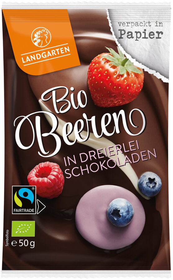 bio Beeren in dreierlei Schokoladen  50g