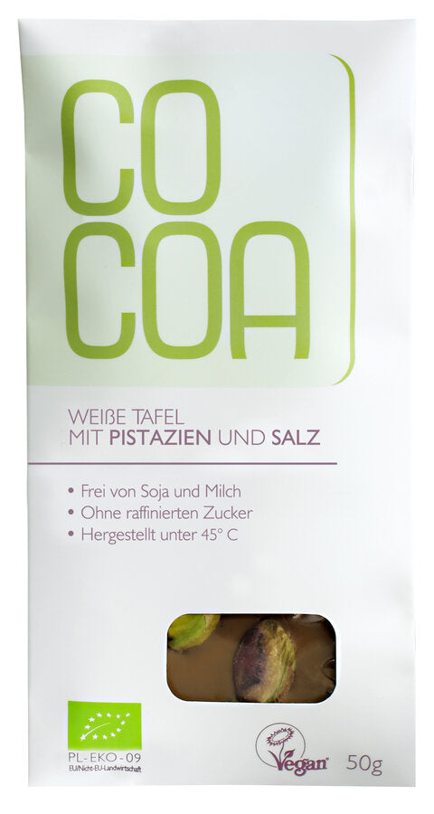 bio Weiße Tafel mit Pistazien und Salz  50g