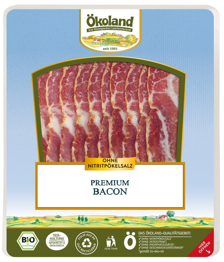 bio Bacon in Scheiben, luftgetrocknet, geräuchert  80g