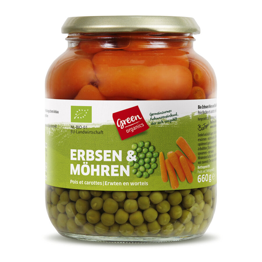 bio GREEN Erbsen mit Möhren  660g ATG 425g