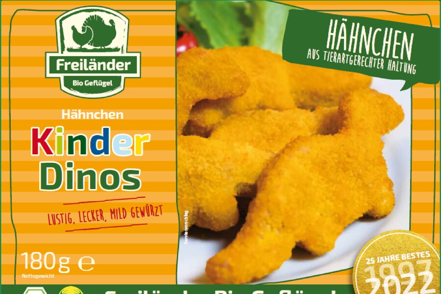 bio Hähnchen Dinos für Kinder, mild gewürzt  180g