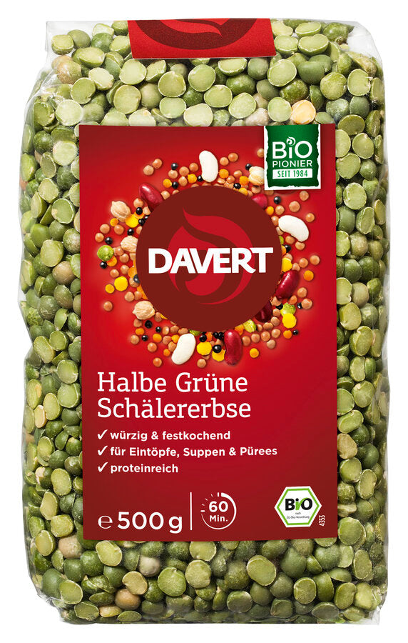 bio Halbe grüne Schälerbsen  500g