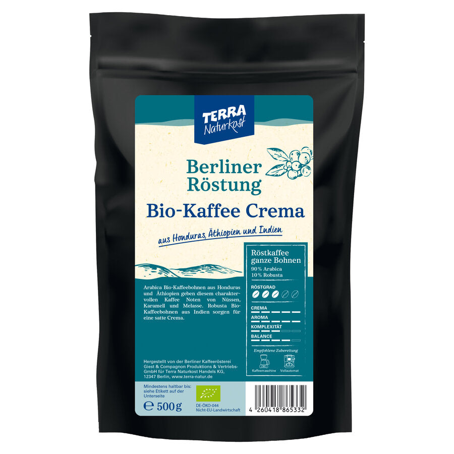 bio Berliner Röstung Kaffee Crema, Bohne  500g