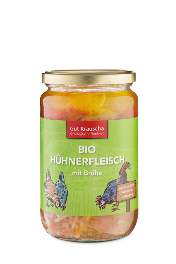 bio Hühnerfleisch in Brühe  630g