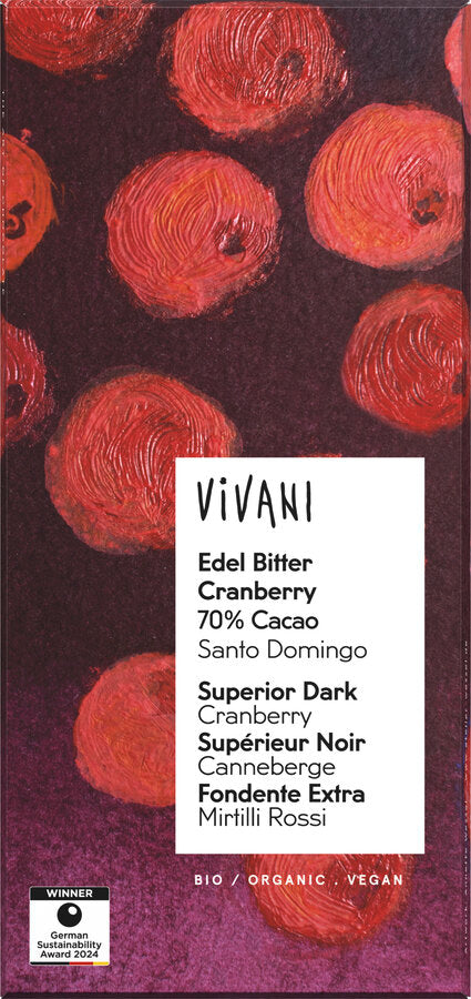 bio Edelbitter Cranberry 70% Santo Domingo  100g