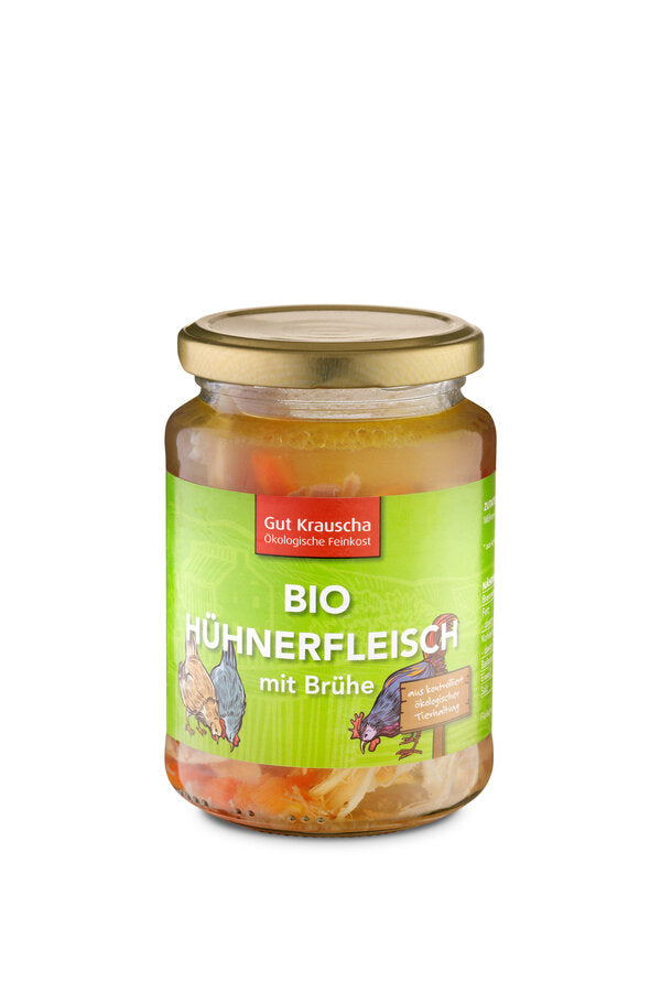 bio Hühnerfleisch mit Brühe  320g