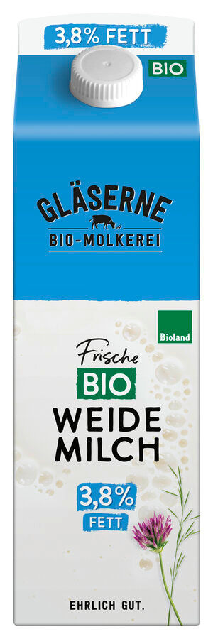 bio Vollmilch Weidemilch ESL, Karton 3,8%  1Ltr