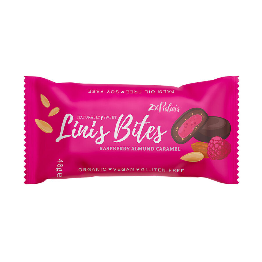 bio Raspberry Almond Caramel Pralinis  46g
