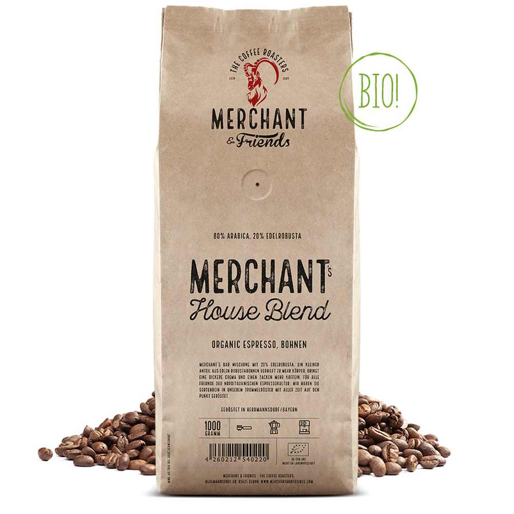 Bio MERCHANT'S HOUSE BLEND Espresso – 1 kg ganze Bohne